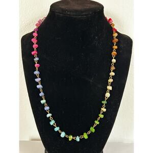 Handmade Wirewrapped Rainbow Dyed Crystal Quartz Completely Adjustable Necklace